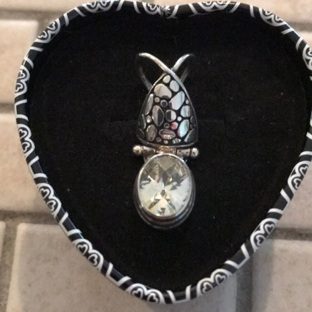 Vintage Sarda 925 Sterling Silver Crystal Pendant New Old Stock